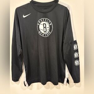 Nike Brooklyn Nets, Dri Fit long sleeve, Size Large, Black/White